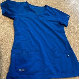 Greys anatomy small royal blue scrub top